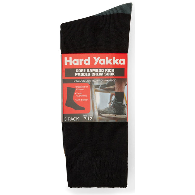 Core Bamboo Rich Padded Crew Sock - 3 Pack